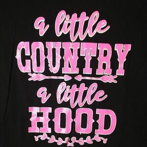 Tek Gear DryTek Womens XXL Black Graphic Tee A Little Country A Little Hood Pink